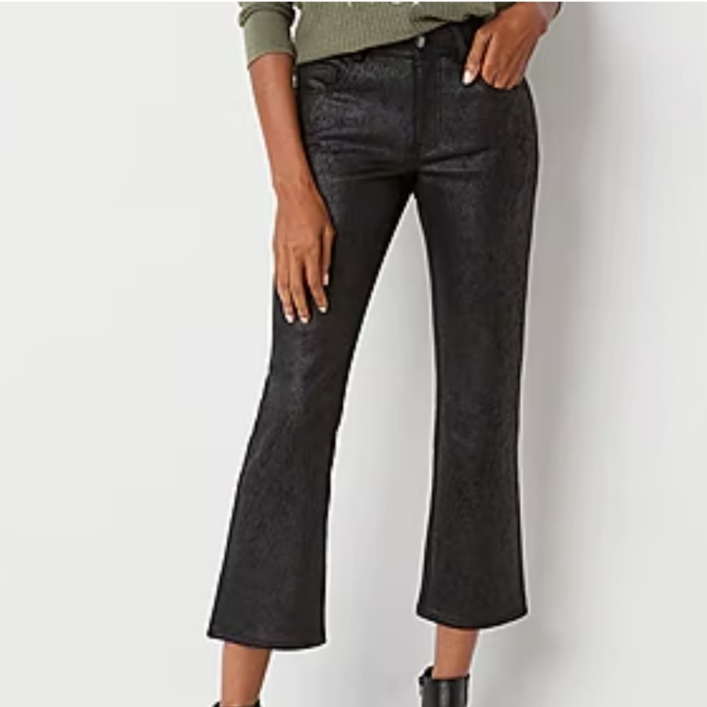 NWOT Frye & Co. Faux suede Gloss boot cut regular fit black pants sz 6